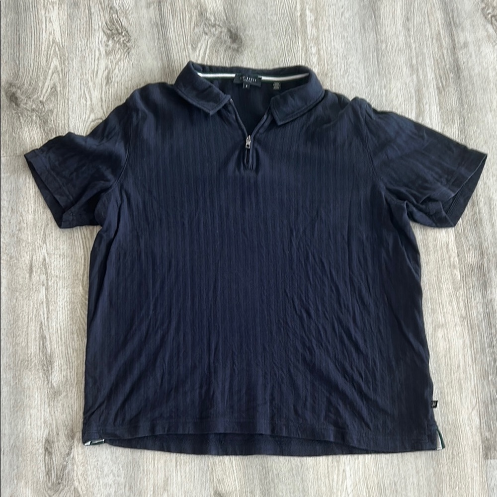 Ted Baker London Blue Polo Shirt with Textured Stripes
